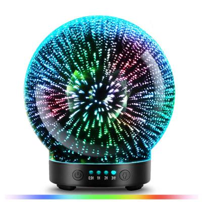 China Color Changing Glass LED Light 3D Aroma Diffuser. Aromatherapy Version Ultrasonic Air Humidifier Whisper Colorful Essential Oil Lamp for sale