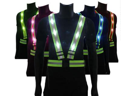 China Customized FLASH LED Logo Led Safety Reflective Vest For Running for sale