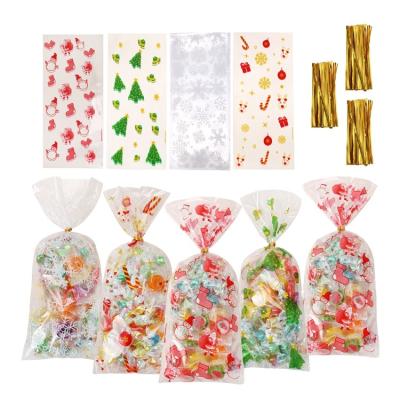 China Recycled Materials Clear Cellophane Bags Cookie Baking Opp Flat Plastic Piping Packaging Bags 50pcs Halloween Treat Christmas Candy Gift Bags for sale