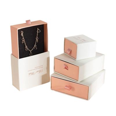 China Reused Rigid Sliding Jewelry Packaging Drawer Boxes Logo Cardboard Jewelry Gift Paper Luxury Custom Marble Necklace Earrings Box Materials for sale