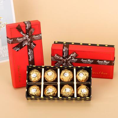 China Recycled Materials Ready To Ship 8 Grid Ribbon Birthday Party Chocolate Packaging Box Candy Holder Gift Box For Wedding Decoration for sale