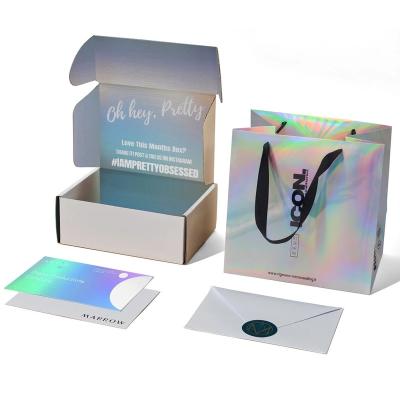 China Exquisite Logo Foil Shiny High End Custom Holographic Aircraft Box Ad Paper Materials Laser Recycled Paper Box For Gift Packing for sale