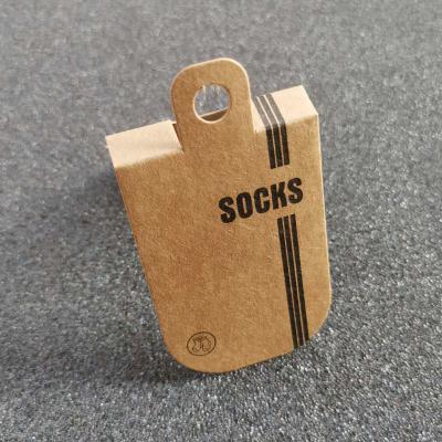 China Business Card Greeting Cards / Wedding Cards Recycled Kraft Paper Socks Display Hook Fold Up Hanging Tags Customize Logo Printing Insert Cardboard Socks Packaging for sale