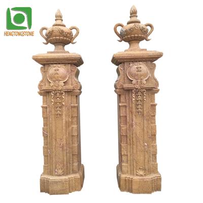 China Traditional Basic Way Decorative Stone Carved Classic Marble Vases for sale