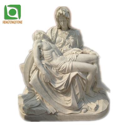 China White Marble Virgin Mary With Jesus Gravestone Modern Pieta Religious Marble Sculpture Sculpture for sale