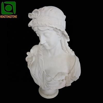 China Modern Hand Carved Marble Figure Bust Customized Female Bust Statue for sale