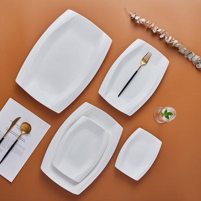 China Sustainable P&T Tableware Manufacturer Custom Bone China Rectangle Dishes Plate Ceramic For Restaurant Hotel for sale