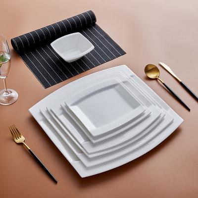 China Sustainable P&T Customized Wholesale White Square Porcelain Bone China Dishes Restaurant Ceramic Dishes for sale