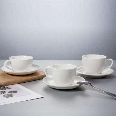 China Viable Wholesale White Porcelain Restaurat Coffee Ceramic Tea Cup Sets for sale