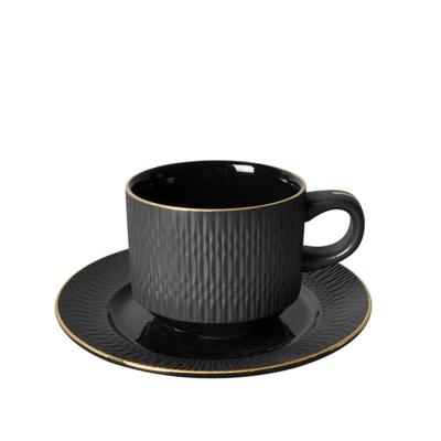 China Sustainable Factory Wholesale Tea Cups Sets Restaurant Coffee Mug Ceramic Tea Set Black Coffee Cups Sets for sale