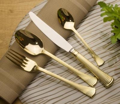 China P&T Western Royal Wares 18/10 Stainless Steel Gold Cutlery Table Knife, Fork, Spoon, Tea Spoon for sale