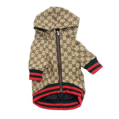 China Custom Made High Quality Cute Brand G Color Luxury Design Pet Bulldog Clothes Big Fat Dog Zipper Coat for sale