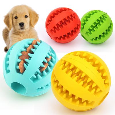 China Funny Natural Rubber Dog Indestructible Treat Ball Food Puzzle Bite Pet Chew Ball Dog Dispensing Interactive Concealment Toy for sale