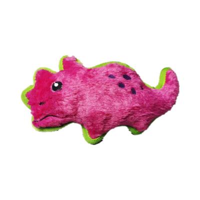 China Lifelike Tyrannosaurus Triceratops Stegz Dinosaur Shape Interactive Plush Oxford Cotton Double Face Squeaker Dog Toy for sale