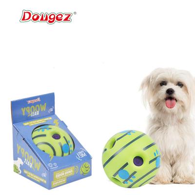 China Sustainable Interactive PVC Squeeze Rolling Ball With Shimmy Wiggling Giggling Healthy Colorful Exercising Teeth Cleaning Dog Toys Ball for sale