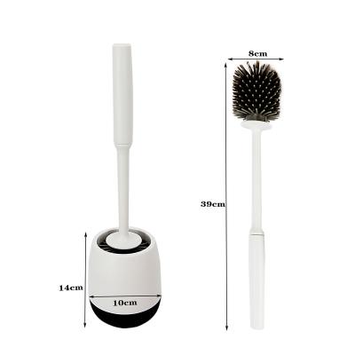 China 2021 Eco-friendly Factory Silicon Soft Plastic Round Toilet Brush With Holder For Clean Bathroom In Amazon for sale