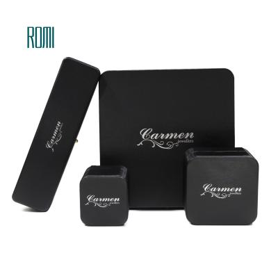 China Black ROMI New Design PU Jewelry Package LOGO Jewelry Gift Set Box Customized Leather For Joyero Store for sale