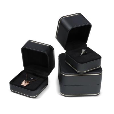 China Custom Ring Black Jewelry Box Branded Jewelry Boxes Jewelry Organizer Box Display For Set for sale