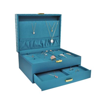 China For Jewelry Gift Large Jewelry Storage Organizer Velvet Travel Case Wooden Jewelry Storage Box For Store for sale