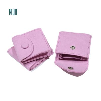 China ROMI High Quality Purple Small Classic Elegant Luxury Jewelry Suede Microfiber Gift Pouches Velvet Bags With Custom Logo for sale