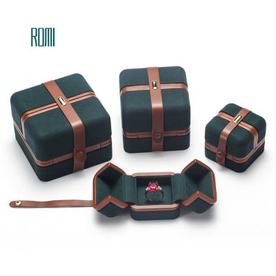 China Handmade Jewelry Display Ring Necklace Earring Bracelet Box Suede Jewelry Box ROMI Jewelry Organizer Box Single Compartments for sale