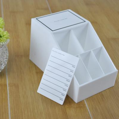 China recyclable & Eco-friendly custom made white plexiglass eyelash extension box organizer with makeup holder for sale