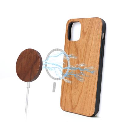 China Latest Unique Style Design Blank Laser Engrave Magnetic Wood Engraved Phone Case Cover For Iphone 12 With Magsafe for sale