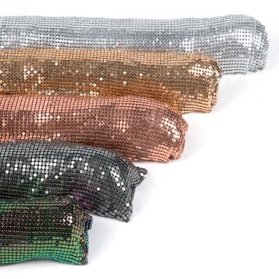 China Abrasion Resistance Soft Armor Fabric Metal Sequin Cloth Iridescent Multicolor Silver Aluminum Garment Sequin Fabric for sale