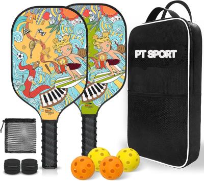 China Durable Lightweight Custom Graphite Surface Toray Carbon Fiber 15.5inch 2 Racket 4 Pickleball Paddle Set With Portable Bag for sale