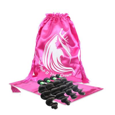 China Eco-Friendly Luxury Silk Satin Pouch Bag With Custom Logo Drawstring Pouch Silk Satin Sair Package Bags Satin Hair Package Dust Bags for sale