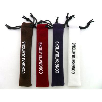 China Recyclable Personalized Custom Printed Logo Velvet Pen Pencil Pouches Custom Printed Double Drawstring Bag Dust Bags for sale