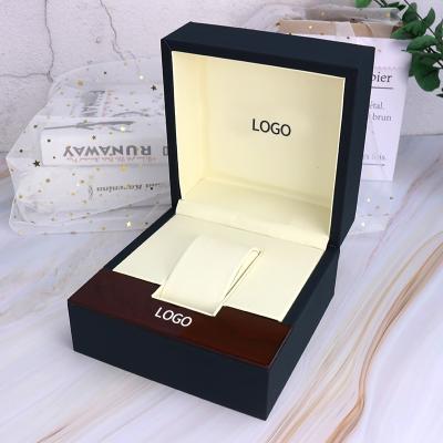 China Classic Black Empty Promotional Watch Box Organizer Portable Watch Rising Fahionable Cardboard Box Storage Case for sale