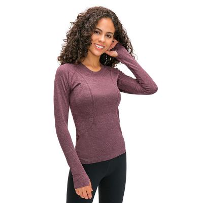 China Breathable High Quality Slim Women Long Sleeve Running Fitness Training Sets Sports Wear Light Yoga Top for sale