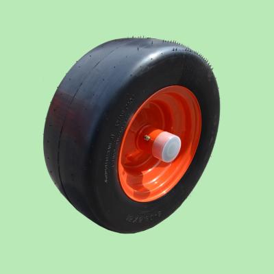 China 15x6.50-8 Natural Rubber Flat Free Tire And Steel Wheel Set For Lawn Mower Riding Wheel for sale