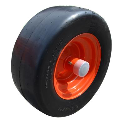 China Cultivate 15 x6.50-8 Flat Free Rubber Wheel with Smooth Tread for Commercial Mowers for sale