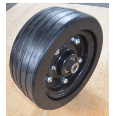 China 210x80mm solid rubber wheel with rib tread and black iron rim for finish mower SSAW1013 for sale