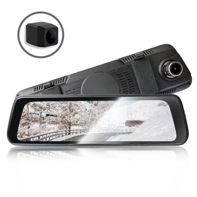 China Night Version Mirror Dash Cam 9.66 Inch Full HD 1080P Touch Screen Stream Media Dual 170 Wide Angle Lens With Backup Camera Parking Monitor for sale