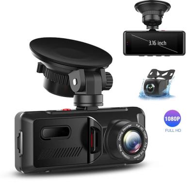 China Waterproof 3.16 inch Full HD 1080P Dual Front and Rear Video Recorder G-sensor Cam Dash Camera Car DVR Night Vision Dashcam for sale