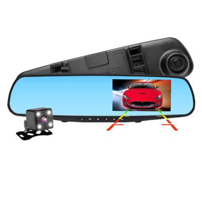 China Factory Wholesale 4.3 Inch 170 Degree FHD 1080P Car Reverse Camera Black Box T600 Dual Lens Car DVR Waterproof Mirror Dash Cam for sale