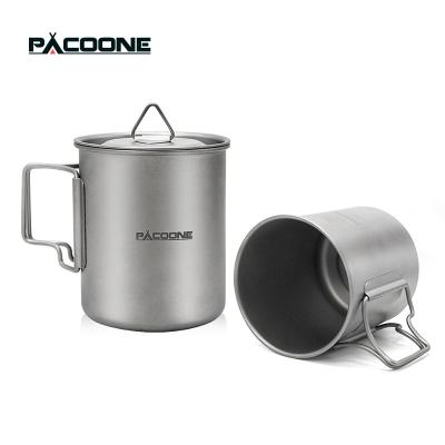 China PACOONE 300ML 400ML 600ML Lightweight Outdoor Titanium Coffee Maker Mug Camping Cooking Titanium Pot for sale