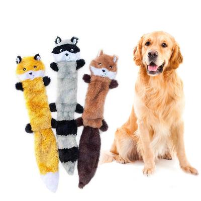 China Non Stuffing Skinny Dog Viable Cat Stuffing Plush Squeaky Dog Toy Squeaky Toy Puppy Squeak Toys Raccoon Tiger Fox Healthy Lion for sale