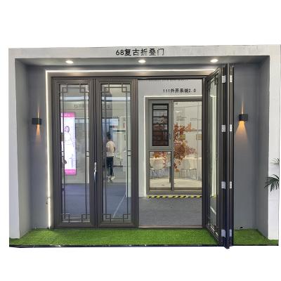 China Fire Protection Aluminum Cheap Exterior French Folding Security Roller Panoramic Lift&Sliding Automatic Stacking Sliding Glass Door for sale