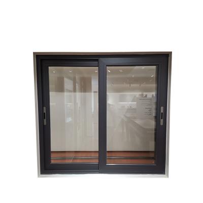 China Small Magnetic Sliding Window Champagne Color Aluminum Screen Aluminum Sliding Window for sale