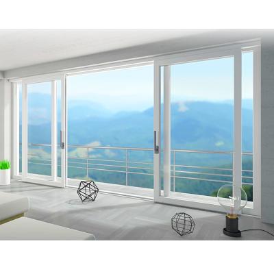 China Large Folding Screen Double Glazed Unbreakable Stained Tempered Aluminum Frame Soundproof Canopy Insulated Fold Up Glass Sliding Windows for sale