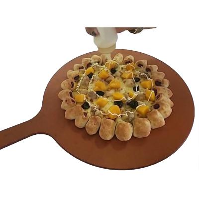 China Sustainable Baby Food Round Supplement Cutting Board Pizza Serving Board Woodgrain for sale