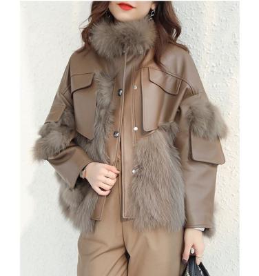 China CX-L-18B New Arrival Ditch Fox Fur Coat QUICK DRY Genuine Leather Women Fashion Real Leather Jacket for sale