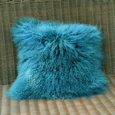 China CX-D-04D Size&Color Lamb Fur Decorative Custom Mongolian Fur Pillow Cover Luxury Fur Cushion for sale