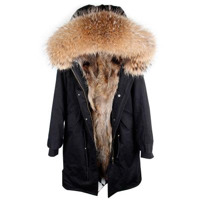 China CX-G-P-13 Winter Warm Breathable Coat Wholesale Real Raccoon Fur Lining Real Fur Parka for sale