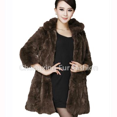 China CX-G-A-220B Beautiful Rabbit Fur Fashion Women Winter Breathable Fur Jacket Fur Hood Coat for sale