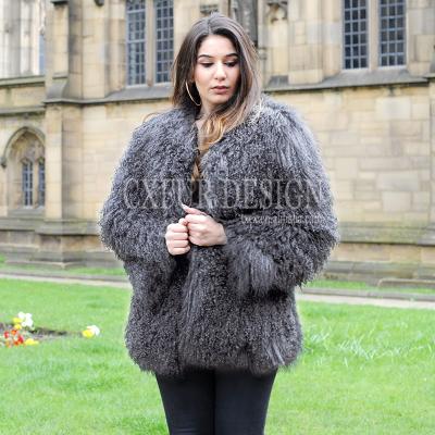 China Fashion Sale CX-G-A-111B Mongolian Lamb Fur Coat Real Sheep Fur Winter Breathable Warm Colorful Jacket Women's Mongolian Fur Coat for sale